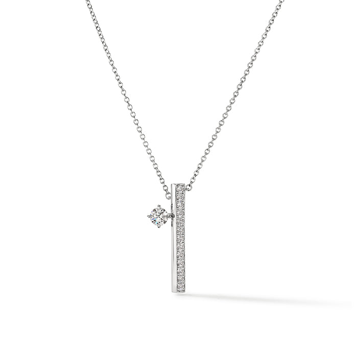 Barre Floating Single Diamond Pavé Pendant Necklace