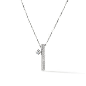 Barre Floating Single Diamond Pavé Pendant Necklace