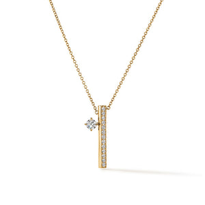 Barre Floating Single Diamond Pavé Pendant Necklace