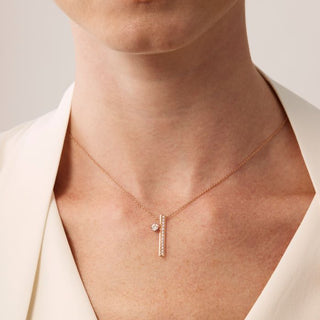 Barre Floating Single Diamond Pavé Pendant Necklace thumbnail