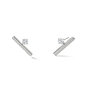 Barre Floating Single Diamond Pavé Climber Earrings