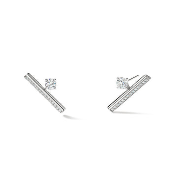 Barre Floating Single Diamond Pavé Climber Earrings