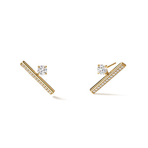 Barre Floating Single Diamond Pavé Climber Earrings