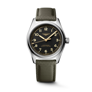 Longines Spirit Pilot L3.809.4.53.9 black matt dial green rubber strap
