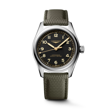 Longines Spirit Pilot L3.809.4.53.9 black matt dial green rubber strap