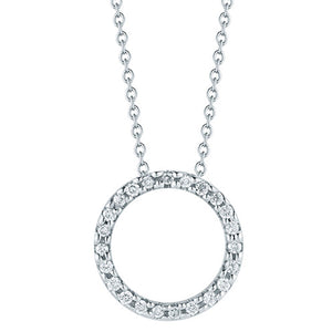 18K Gold Circle Pendant With Diamonds