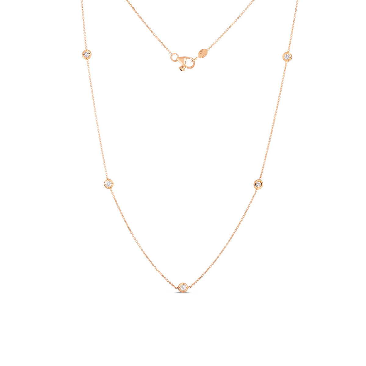 18K Gold Diamonds By The Inch 5 Station Necklace