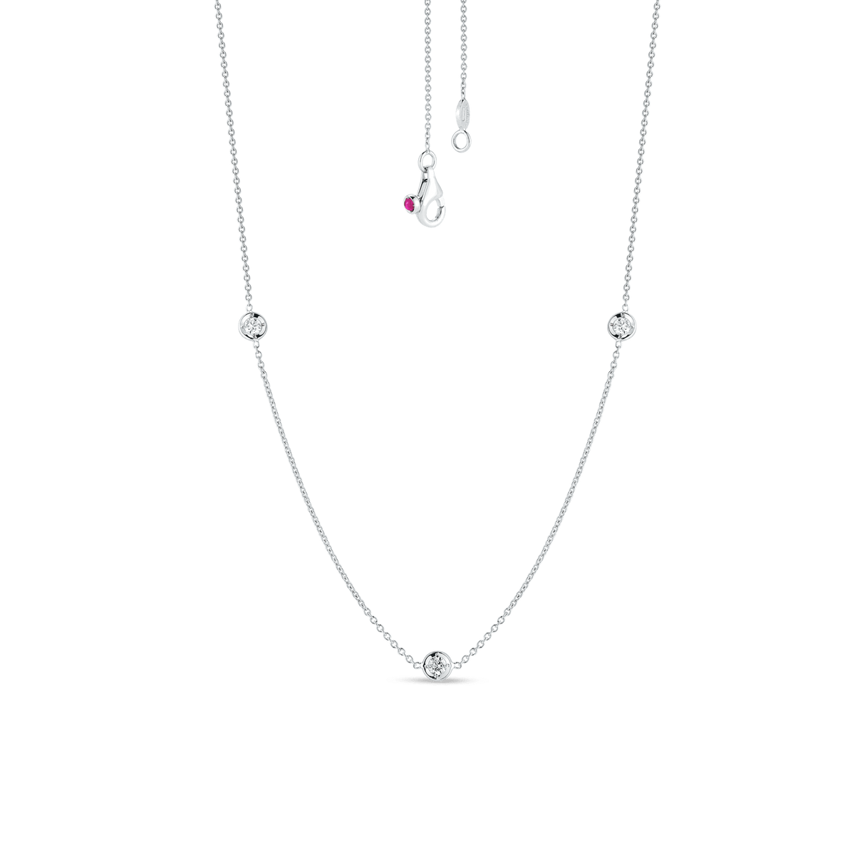 18K Gold Necklace With 3 Diamond Stations