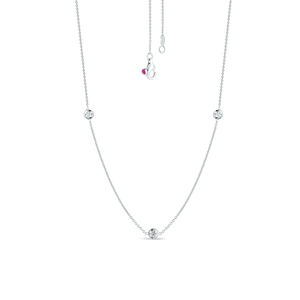 18K Gold Necklace With 3 Diamond Stations