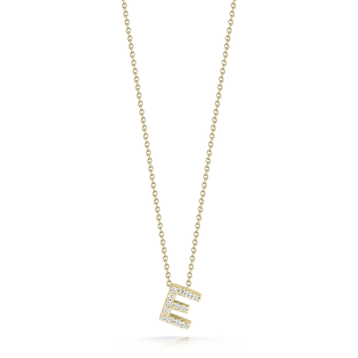 18K Yellow Gold Tiny Treasures Diamond Love Letter “e” Necklace