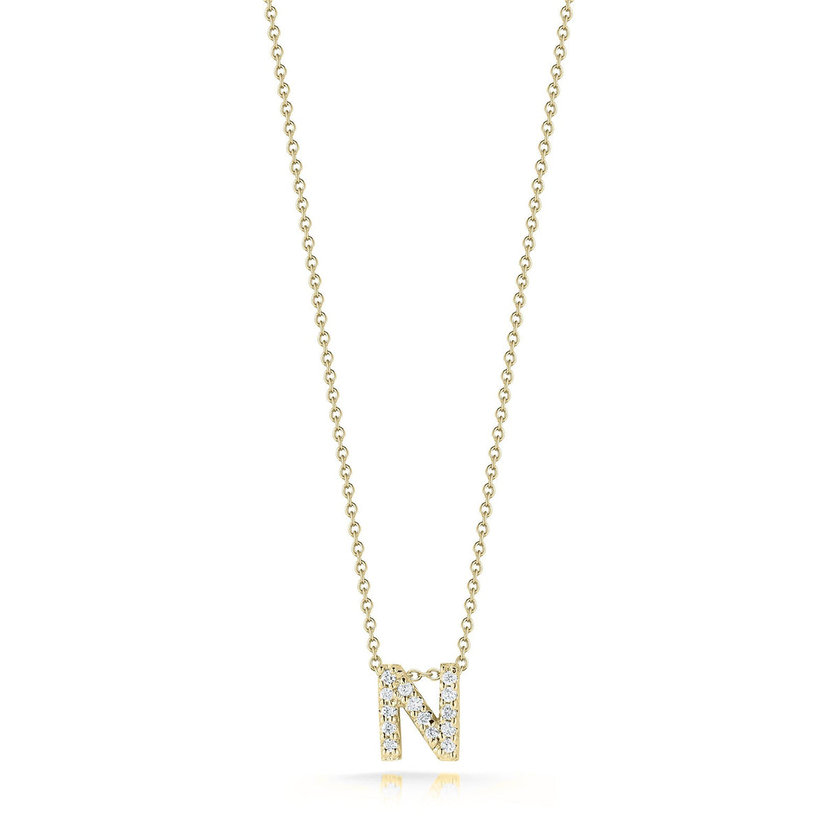 18K Yellow Gold Tiny Treasures Diamond Love Letter “n” Necklace