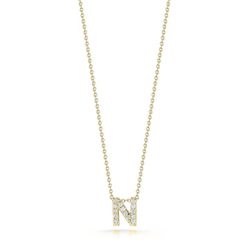 18K Yellow Gold Tiny Treasures Diamond Love Letter “n” Necklace