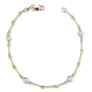 18K Gold Dogbone Chain Bracelet With Diamonds thumbnail