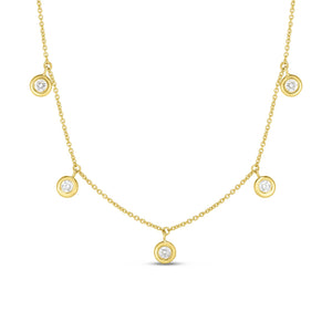 18K Gold Diamonds By The Inch Dangling Five Station Necklace
