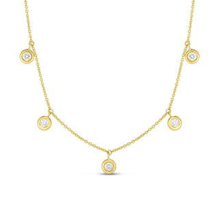 18K Gold Diamonds By The Inch Dangling Five Station Necklace thumbnail