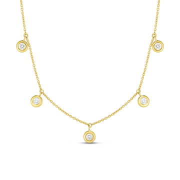 18K Gold Diamonds By The Inch Dangling Five Station Necklace
