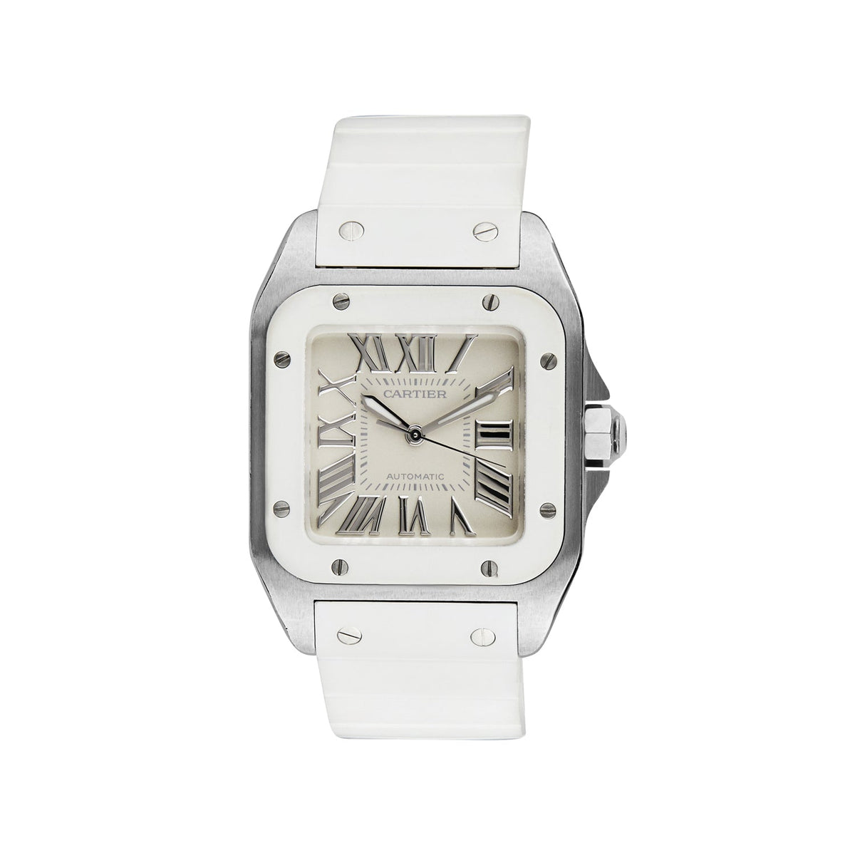 Cartier Santos 100 Large Stainless Steel Leather Strap W20073X8 MV1P1J -  Beverly Hills Watch Company