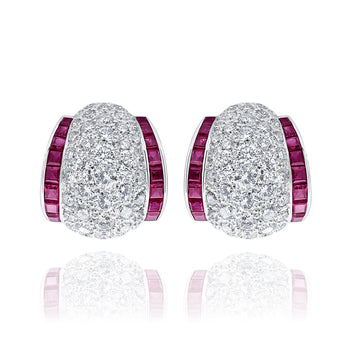 Diamond Earrings with Rubies