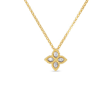 18K Gold Princess Flower Small Diamond Necklace