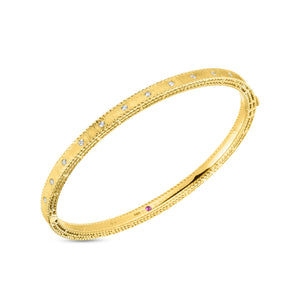 18K Gold Princess Diamond Satin Bangle