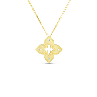 18K Gold Petite Venetian Princess Satin & Diamond Accent Flower Necklace thumbnail