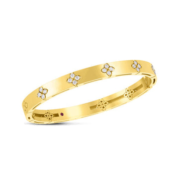18k Verona Medium Width Bangle W. Diamond Accent Roberto Coin