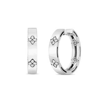 18k Love In Verona 20mm Hoop Earrings Diamond Flower thumbnail