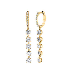 Diamond Huggies With Five Round Diamond Drops