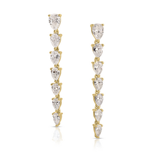 Sept Graduated Pear Diamond Drop Earrings