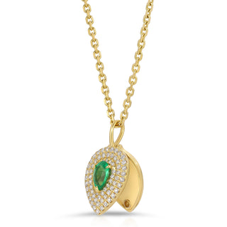 Pear Shaped Diamond Loulou Locket With Pear Shaped Emerald thumbnail