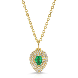 Pear Shaped Diamond Loulou Locket With Pear Shaped Emerald
