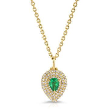 Pear Shaped Diamond Loulou Locket With Pear Shaped Emerald