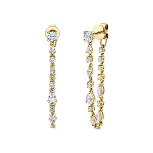 Long Multi Shaped Diamond Loop Earrings