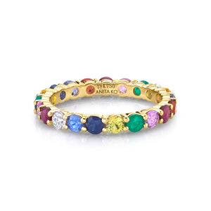 Multi-colored Gemstone And Diamond Eternity Band
