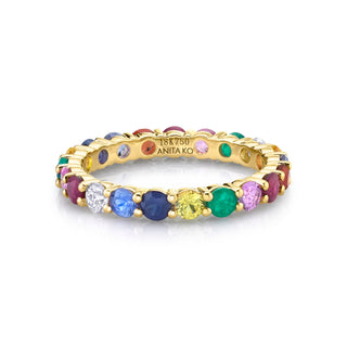 Multi-colored Gemstone And Diamond Eternity Band thumbnail