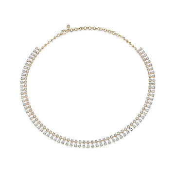 Round And Pear Diamond Shaker Necklace