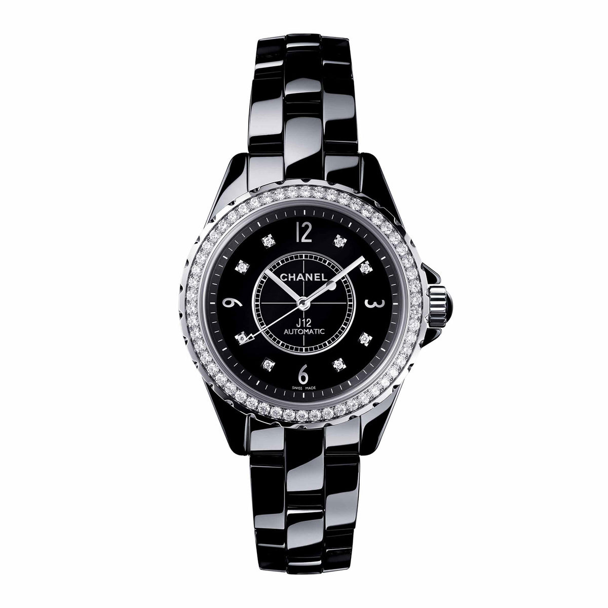 Chanel J12 Automatic H0950 Black Ceramic/Diamonds Ceramic Bracelet