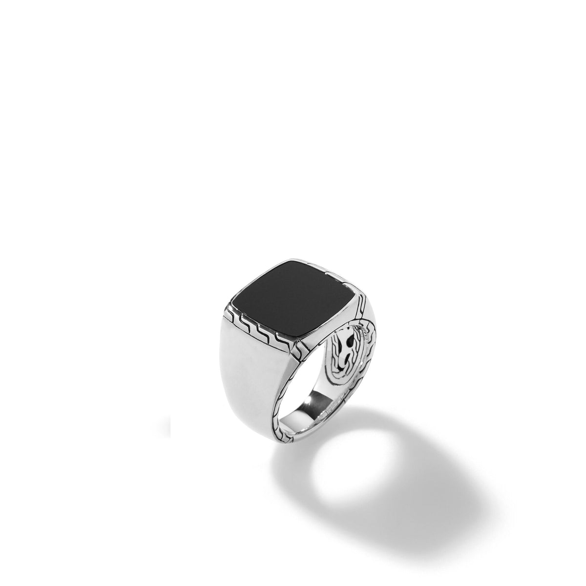 CD Icon Signet Ring Silver and White Crystals