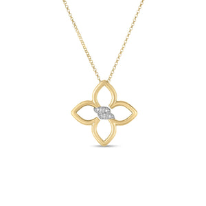 18K Yellow/White Gold Cialoma Small Diamond Flower Necklace