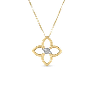 18K Yellow/White Gold Cialoma Small Diamond Flower Necklace thumbnail
