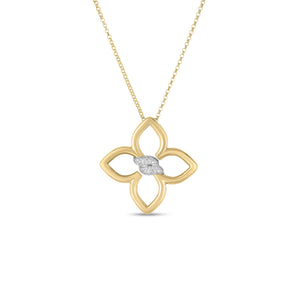 18K Yellow/White Gold Cialoma Medium Diamond Flower Necklace