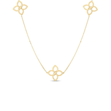 18K Yellow/White Gold Cialoma Diamond Flower Station Long Necklace