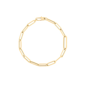 18K Yellow Designer Gold Alternating Size Paperclip Link Braclet