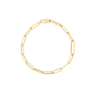 18K Yellow Designer Gold Alternating Size Paperclip Link Braclet thumbnail