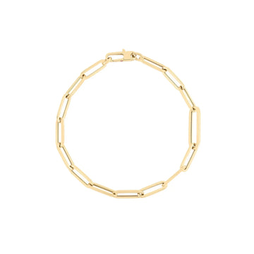 18K Yellow Designer Gold Alternating Size Paperclip Link Braclet