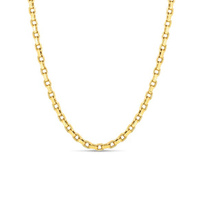 18K Yellow Designer Gold Square Link 22 Inch Necklace