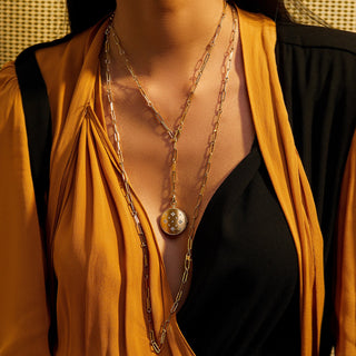 18K Designer Gold Paperclip & Round 17 Inch Chain thumbnail