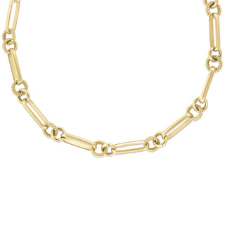 18K Yellow Designer Gold Oval And Polished/Fluted Round Link Chain thumbnail