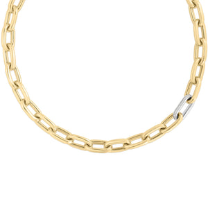 18K Yellow/White Designer Gold & Diamond Chunky Paperclip Necklace