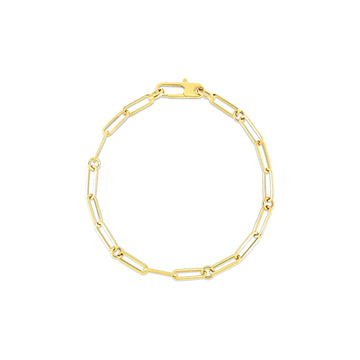18K Yellow Designer Gold Paperclip & Round Link Bracelet